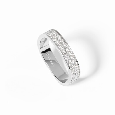 dinh van 4mm square wedding band paved with platinum and diamonds