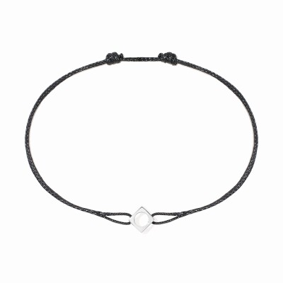 dinh van Le Pavé bracelet on cord in platinum