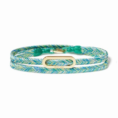 Dinh van woven bracelet with lagoon green link in yellow gold