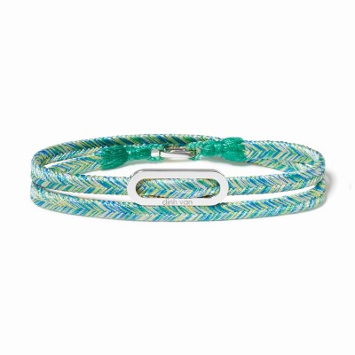 Dinh van woven bracelet with lagoon green link in white gold