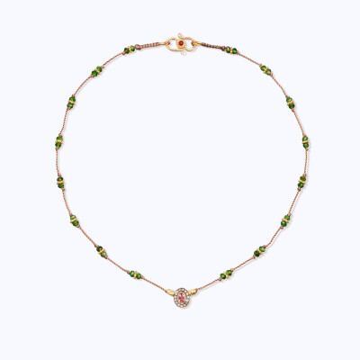 Collier Tityaravy Mony F en or jaune, rubellite, tsavorites et diamants