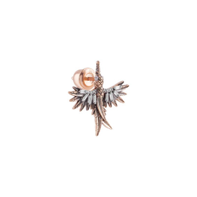 Mono boucle d'oreille Kismet by Milka Innerland Mini Phoenix en or rose et diamants