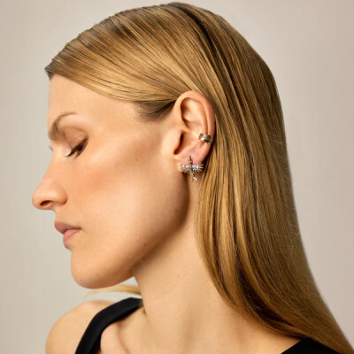 Mono boucle d'oreille Kismet by Milka Innerland Mini Phoenix en or rose et diamants