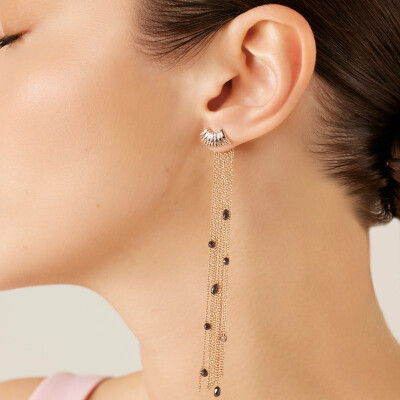 Mono boucle d'oreille Kismet by Milka Innerland Arc Wing en or rose et diamants