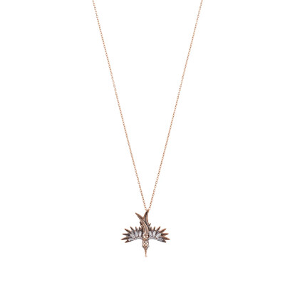 Collier Kismet by Milka Innerland Mini Phoenix en or rose et diamants