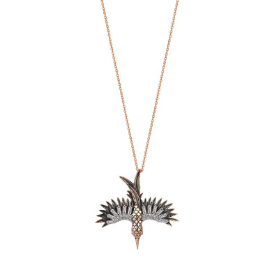 Collier Kismet by Milka Innerland Medium Phoenix en or rose et diamants