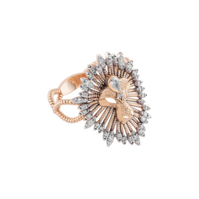 Bague Kismet by Milka Innerland Mini Lion en or rose et diamants