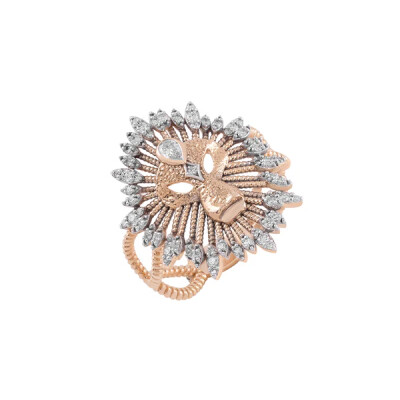 Bague Kismet by Milka Innerland Mini Lion en or rose et diamants