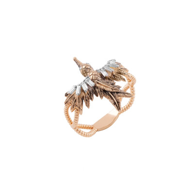 Bague Kismet by Milka Innerland Mini Phoenix en or rose et diamants