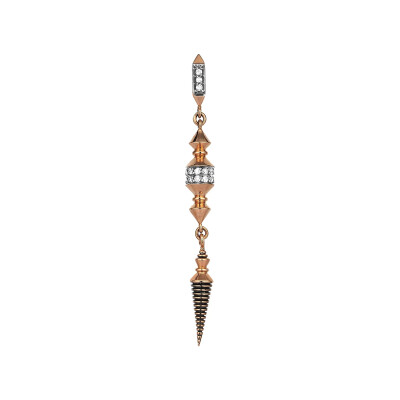 Kismet by Milka Balconies Ornament Drop Single Earring in Rose Gold and Diamonds
