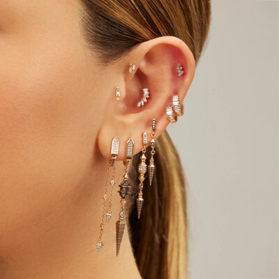Kismet by Milka Balconies Objet Drop Single Earring in Rose Gold and Diamonds