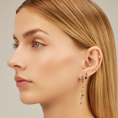 Kismet by Milka Balconies Drizzle Dangling Chain Single Earring in Rose Gold and Diamonds