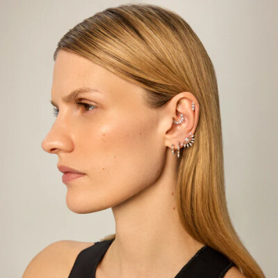 Kismet by Milka Balconies Curvature Single Earring in Rose Gold and Diamonds