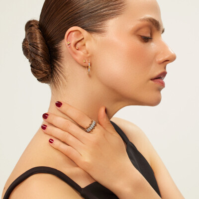 Kismet Ring by Milka Balconies Apex in rose gold and champagne diamonds