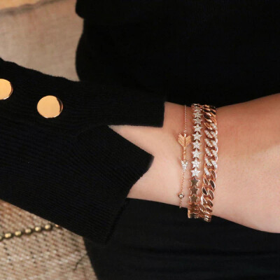 Bracelet Kismet by Milka Victory Solitaire Arrow en or rose et diamants