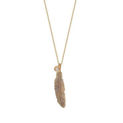 Collier Kismet by Milka Victory Medium Feather en or rose et diamant