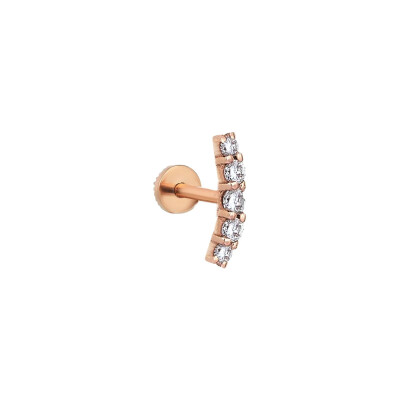 Kismet by Milka Curved Bar Earring in Rose Gold and Diamonds