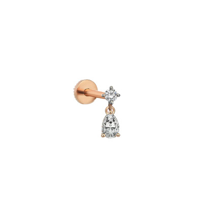 Piercing Kismet by Milka Pear Mini Dangling en or rose et diamants
