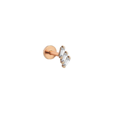Kismet Piercing by Milka Step Baguette in Rose Gold and Diamond