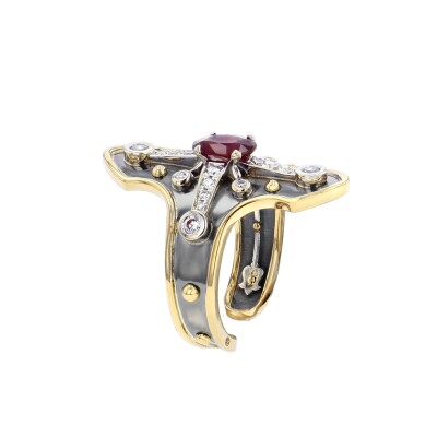 Elie Top La Dame du Lac Helmet Ruby Ring