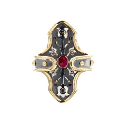 Elie Top La Dame du Lac Helmet Ruby Ring