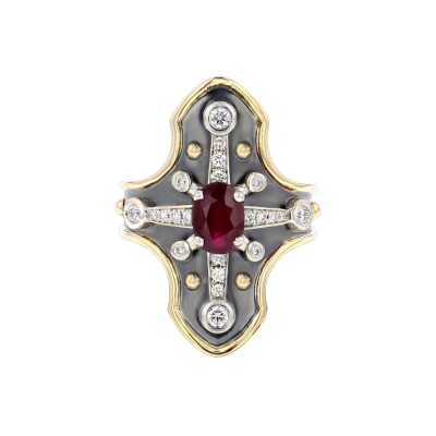 Elie Top La Dame du Lac Helmet Ruby Ring
