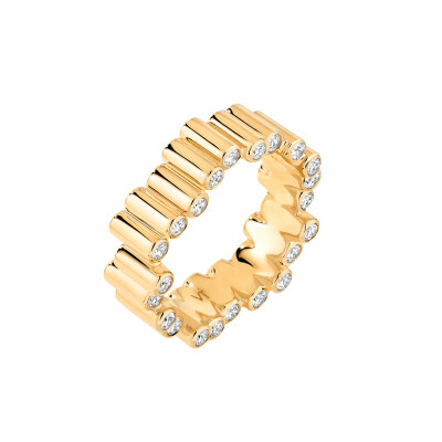 Viltier Edge Medium Ring in yellow gold and diamonds