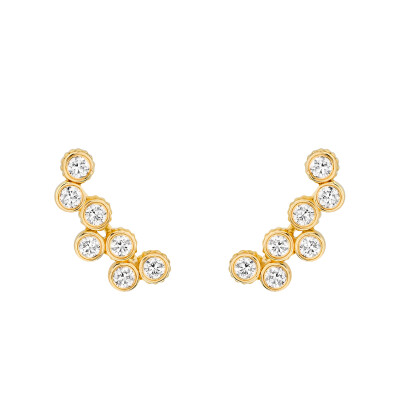 Viltier Clique Stud Earrings in Yellow Gold and Diamonds