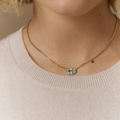 Viltier Magnetic Turquoise Necklace in yellow gold, diamonds, and turquoise