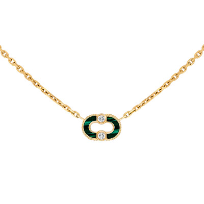 Viltier Magnetic Malachite Necklace in yellow gold, diamonds, mother-of-pearl, and malachite