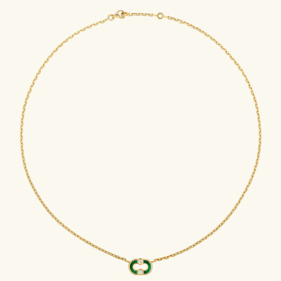 Viltier Magnetic Malachite Necklace in yellow gold, diamonds, mother-of-pearl, and malachite