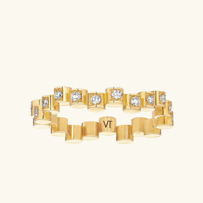 Viltier Edge Mini Pavé Ring in yellow gold and diamonds