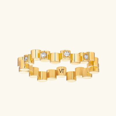 Viltier Edge Mini Semi-Pavé Ring in Yellow Gold and Diamonds
