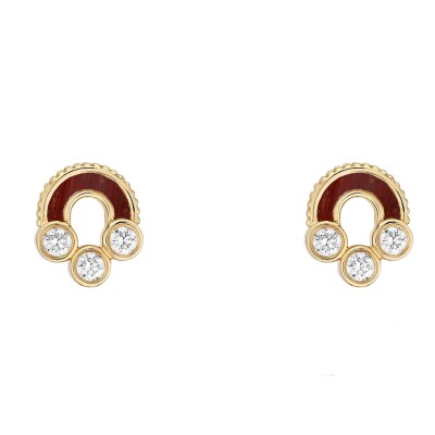 Magnetic bull's-eye earrings in yellow gold, diamonds, and bull's-eye