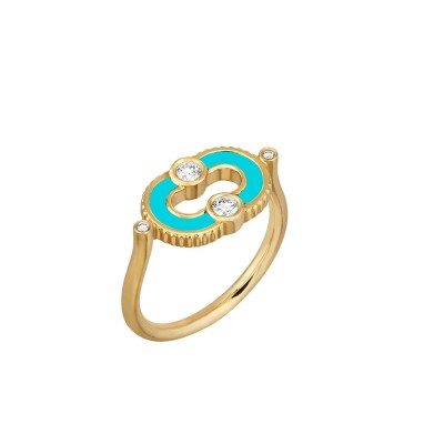 Viltier Magnetic Turquoise Ring in yellow gold, turquoise, and diamonds