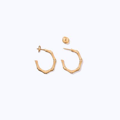 Tityaravy Sugarcane Hoop Earrings in Yellow Gold and Diamonds