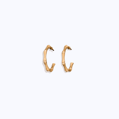 Tityaravy Sugarcane Hoop Earrings in Yellow Gold and Diamonds