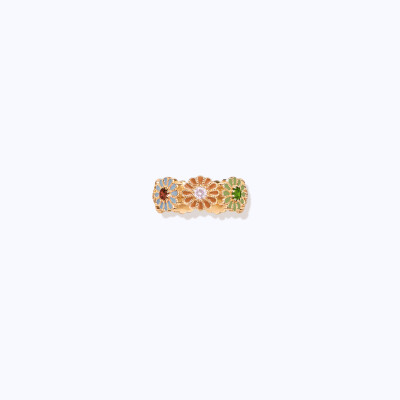 Tityaravy Saï - 84 Ring in yellow gold, with diamonds, tsavorite, tanzanite, red rubies, and blue, yellow, and pink sapphires.