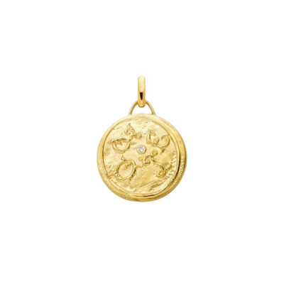 Arthus Bertrand “Joie” Medal in 14K Yellow Gold and Diamonds, 23mm