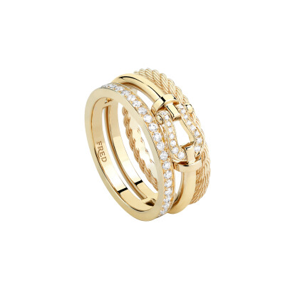 Fred Force 10 Rise Ring in yellow gold and diamonds