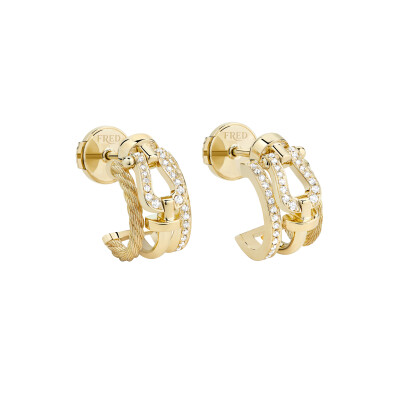 Boucles d'oreilles Fred Force 10 Rise Petit modèle en or jaune et diamants