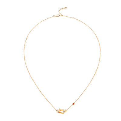 Collier Fred Force 10 petit modèle en or jaune semi pavée de diamants et de pierres de couleurs