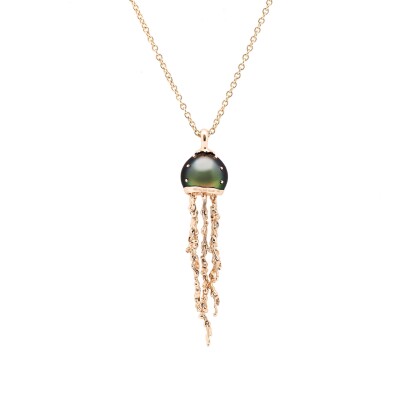 Collier Bibi van der Velden Waves Jellyfish Tahitian Pearl en or rose, diamants et perle de tahiti