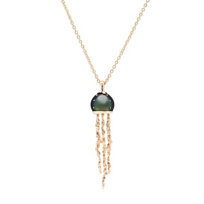 Collier Bibi van der Velden Waves Jellyfish Tahitian Pearl en or rose, diamants et perle de tahiti