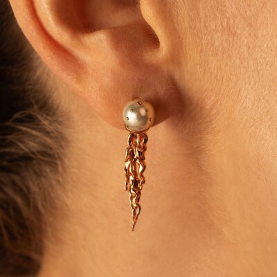 Bibi van der Velden Waves Jellyfish Single Earring in Rose Gold, Diamonds, and Akoya Pearl