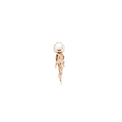 Mono boucle d'oreille Bibi van der Velden Waves Mini Jellyfish en or rose, diamants et perle Akoya