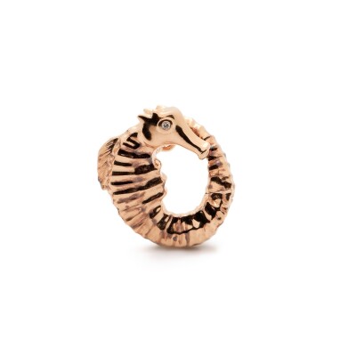 Mono boucle d'oreille Bibi van der Velden Waves Seahorse en or rose et diamant