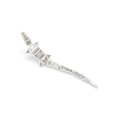 Mono boucle d'oreille Bibi van der Velden Alligator Extra Long en or blanc et diamants
