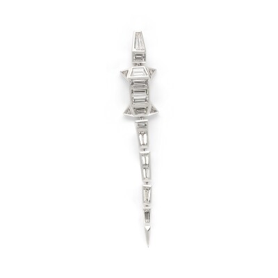 Mono boucle d'oreille Bibi van der Velden Alligator Extra Long en or blanc et diamants