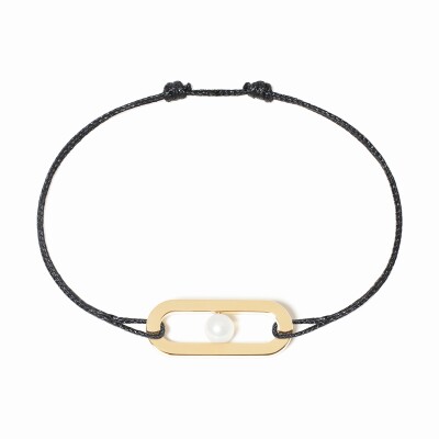 Bracelet sur Cordon dinh van Maillon Perle en or jaune et perle Akoya